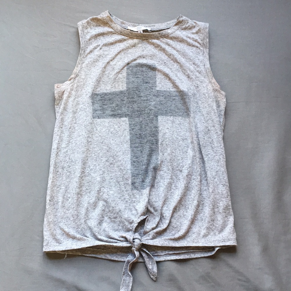 NEW LOOK GREY FRONT TIE TOP